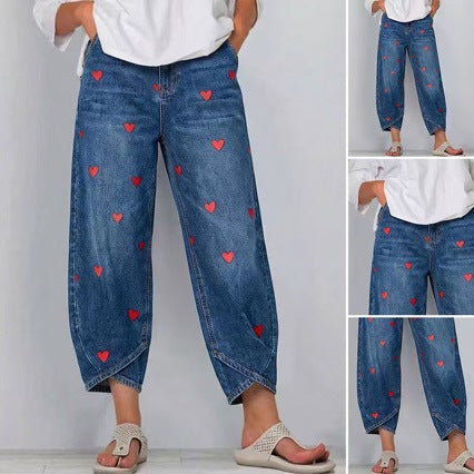 Herz-Jeans, gewaschen