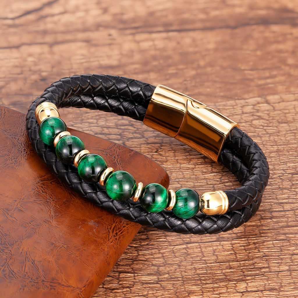 Doppelstrang-Lederarmband mit Tigerauge – Bild 7 | LuxeStyle