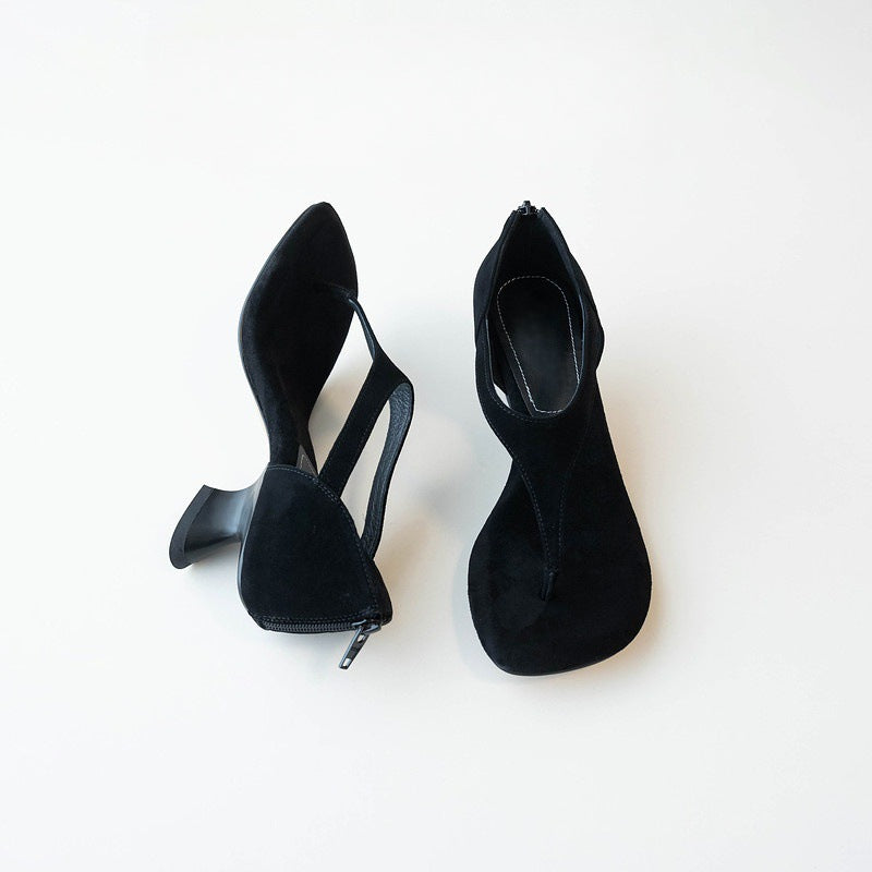 Slip-on Sandalen mit eckiger Zehenpartie