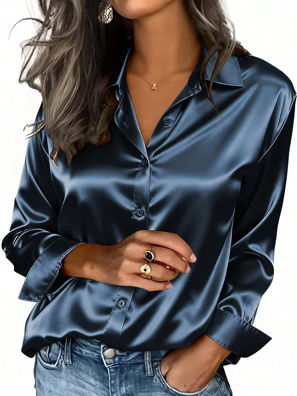 Satinbluse Langarm – Bild 2 | LuxeStyle