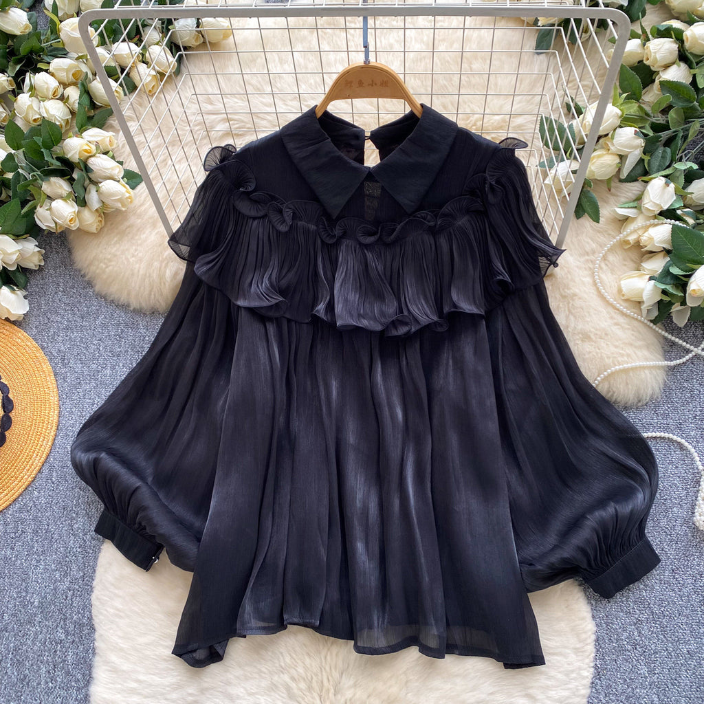 Rüschenbluse mit Laternenärmeln