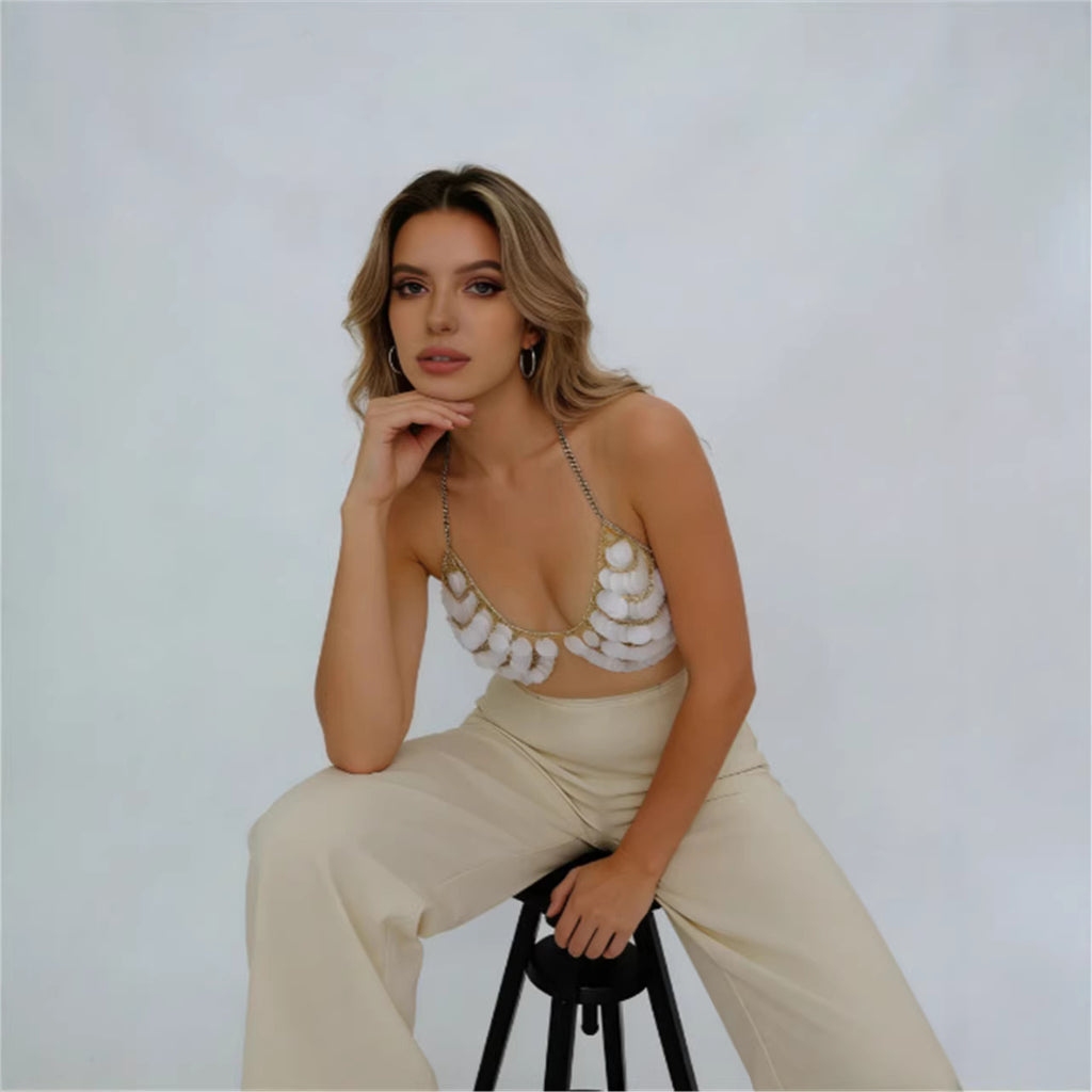 Pailletten-Bodychain Top