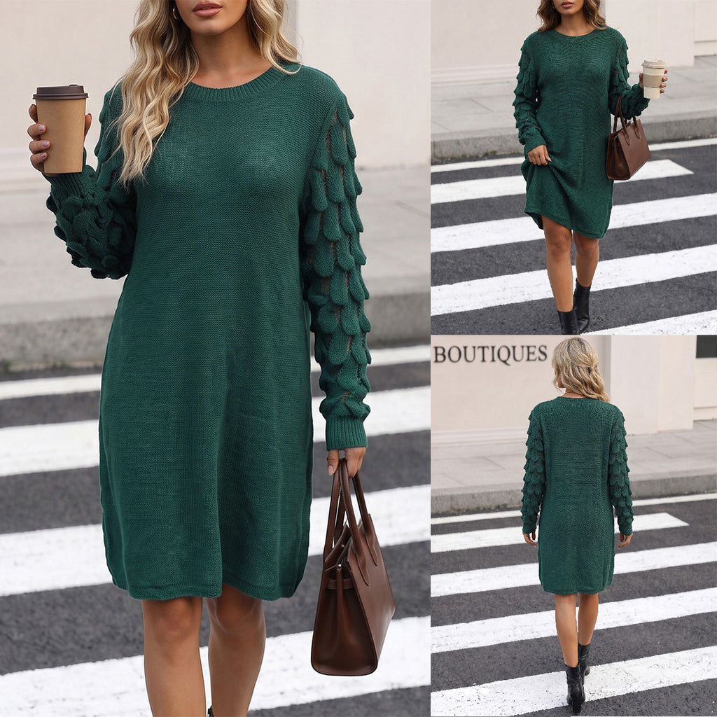 Strickkleid mit Jacquard-Ärmeln