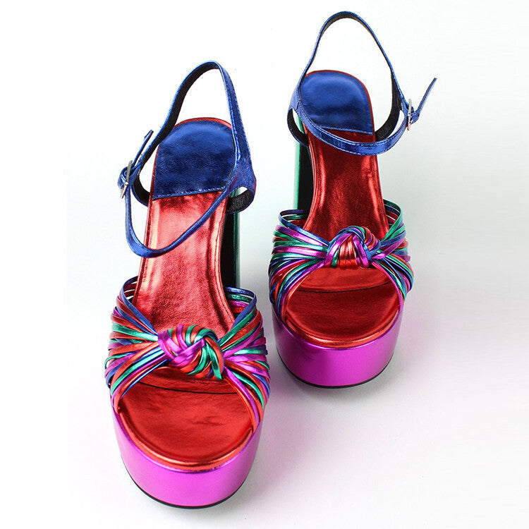 Sandalen mit runden Zehen, hohem Absatz, Slingback – Bild 3 | LuxeStyle