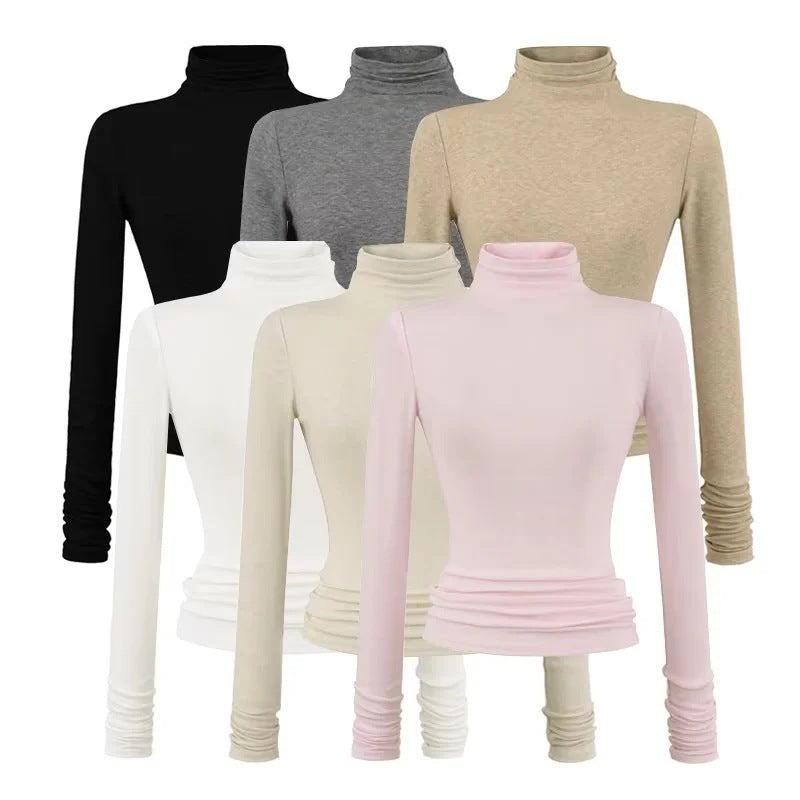 Stretch-Turtleneck Langarmshirt für Damen