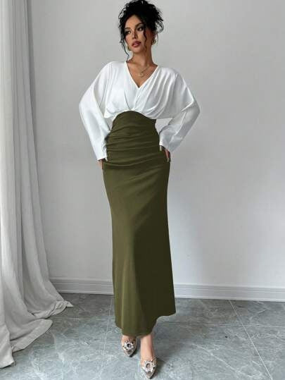Elegantes Slim-Fit Maxikleid mit Patchwork – Bild 9 | LuxeStyle