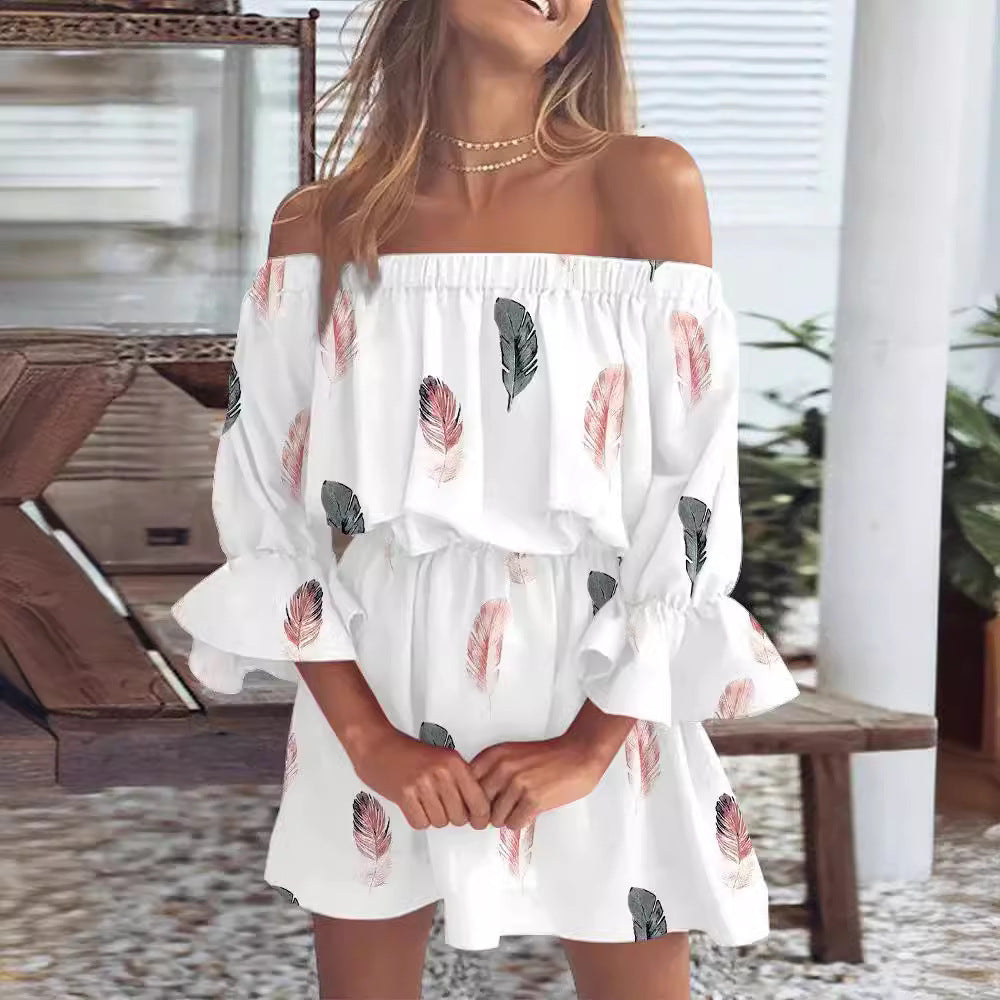 Elegantes Off-Shoulder Print-Kleid | LuxeStyle