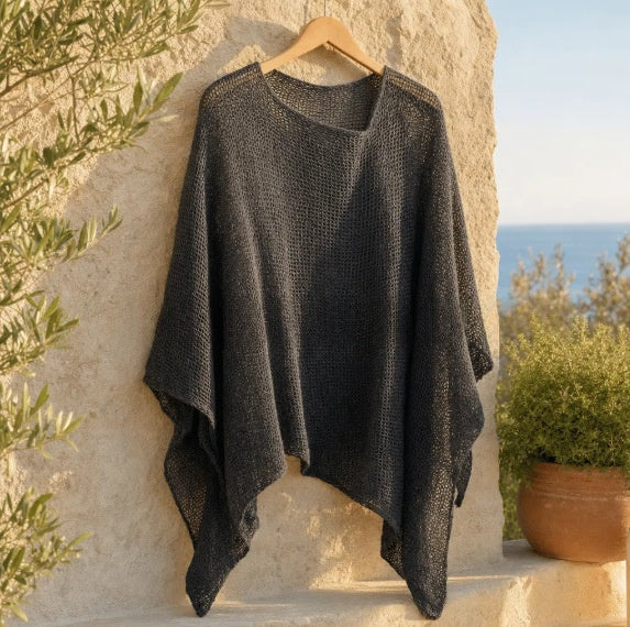 Strick-Cape «Aria» · Solid, Poncho-Optik