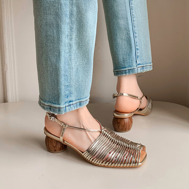 Retro Roman Sandalen mit Chunky Heel – Bild 8 | LuxeStyle