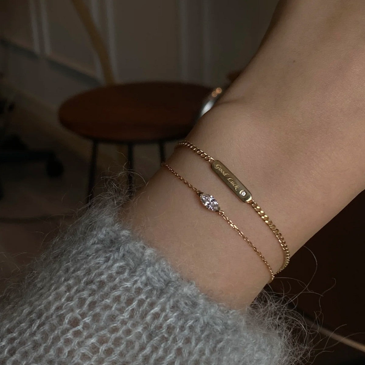 Pferdeaugen Zirkonia Armband, vergoldet