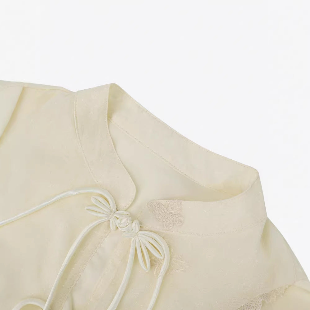 Besticktes Langarm-Shirt mit Stehkragen – Bild 2 | LuxeStyle
