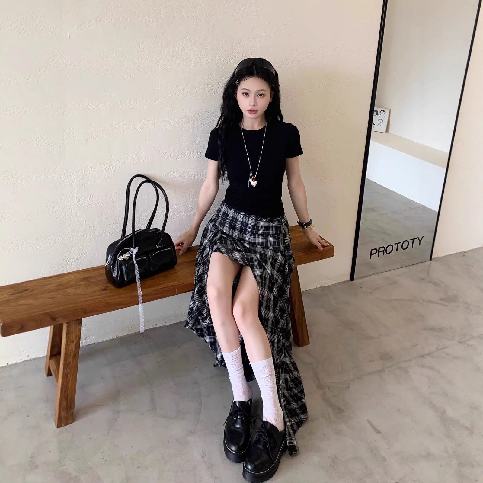 Asymmetrischer Plaid Rock