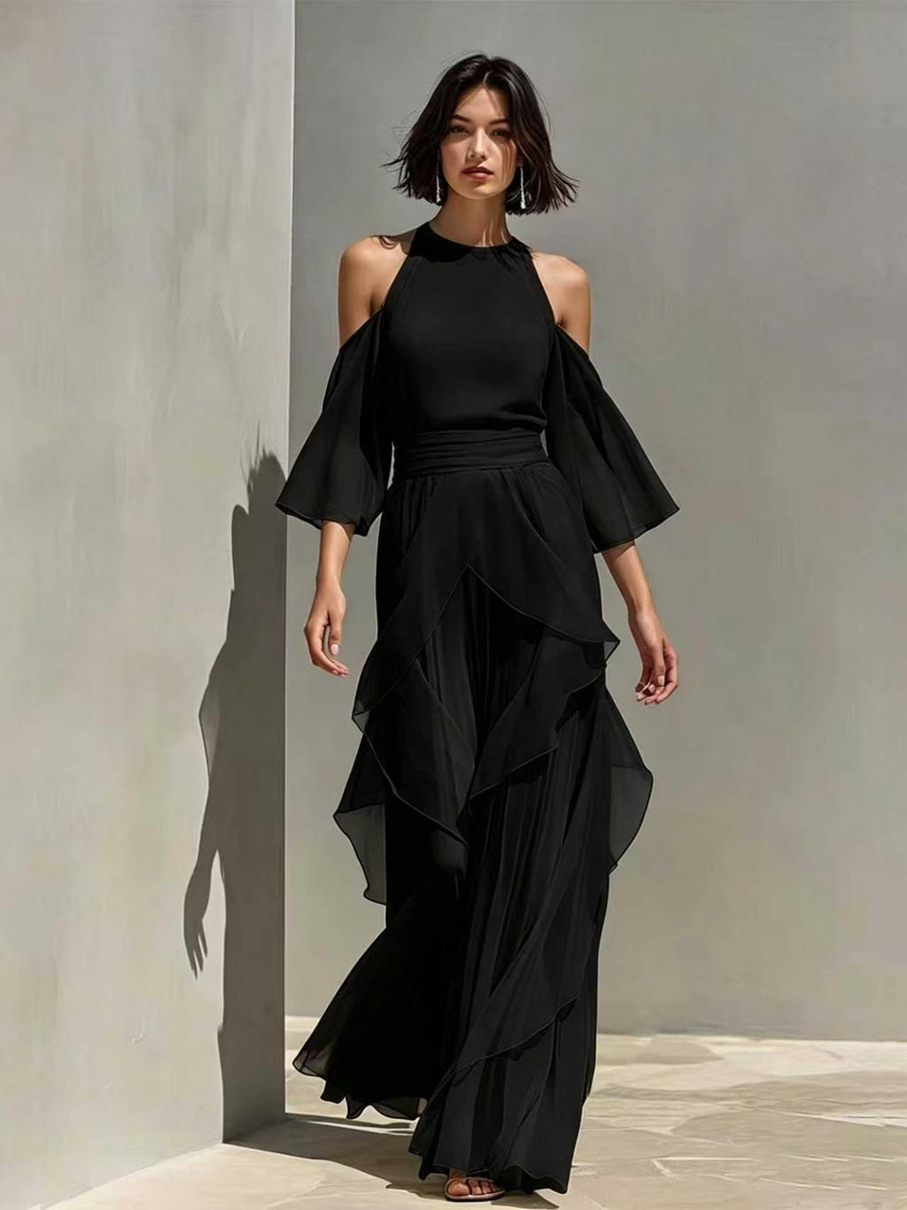 Chiffon-Set «Solare» · Bluse + Weite Hose