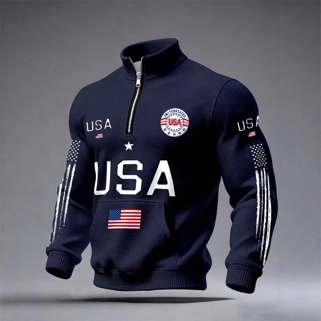 Herren-Sweatshirt mit Stehkragen und Aufsatztasche – Bild 10 | LuxeStyle