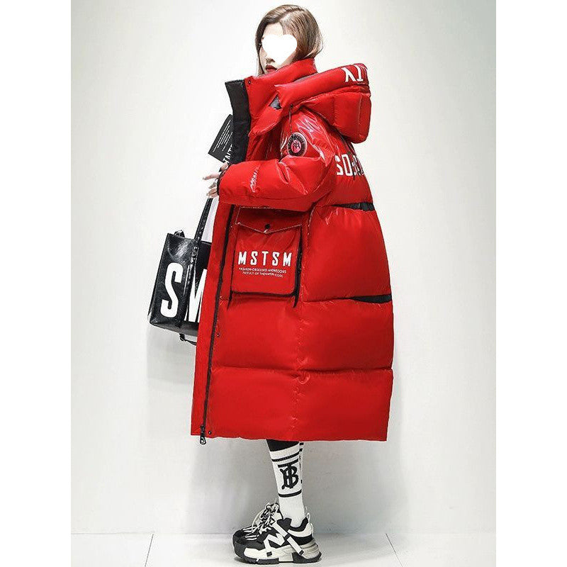 Extra dicke Daunenjacke im Patchwork-Stil
