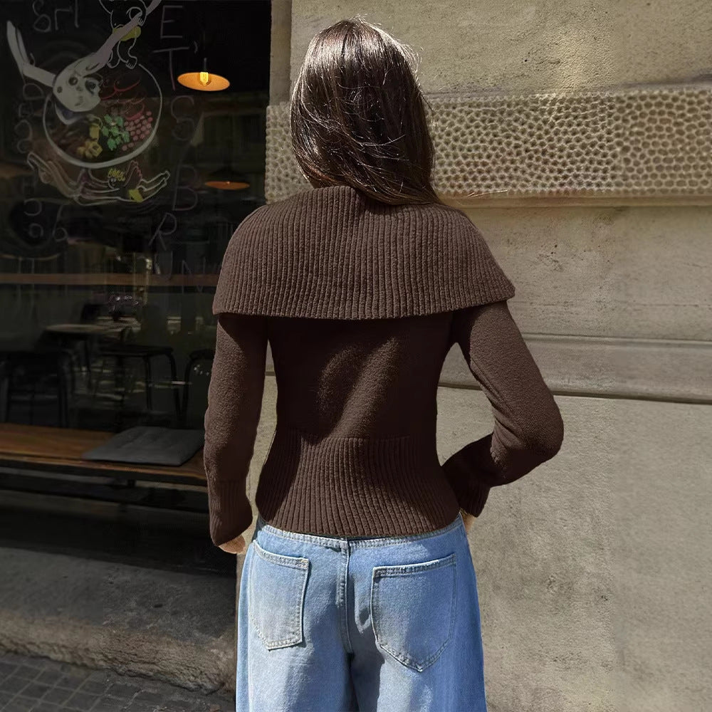 Damen Strickpullover mit Reverskragen
