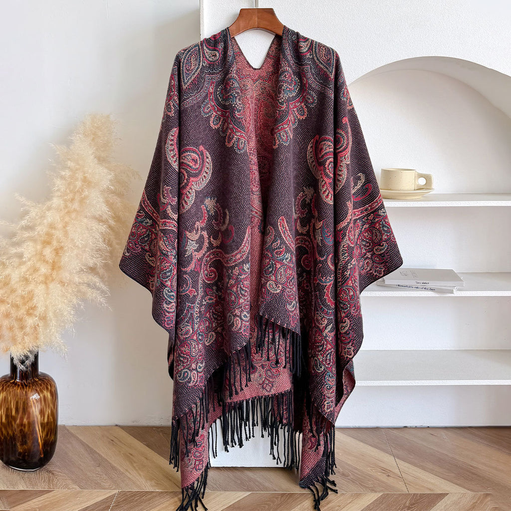 Jacquard Cashew Fransen-Schal für Damen