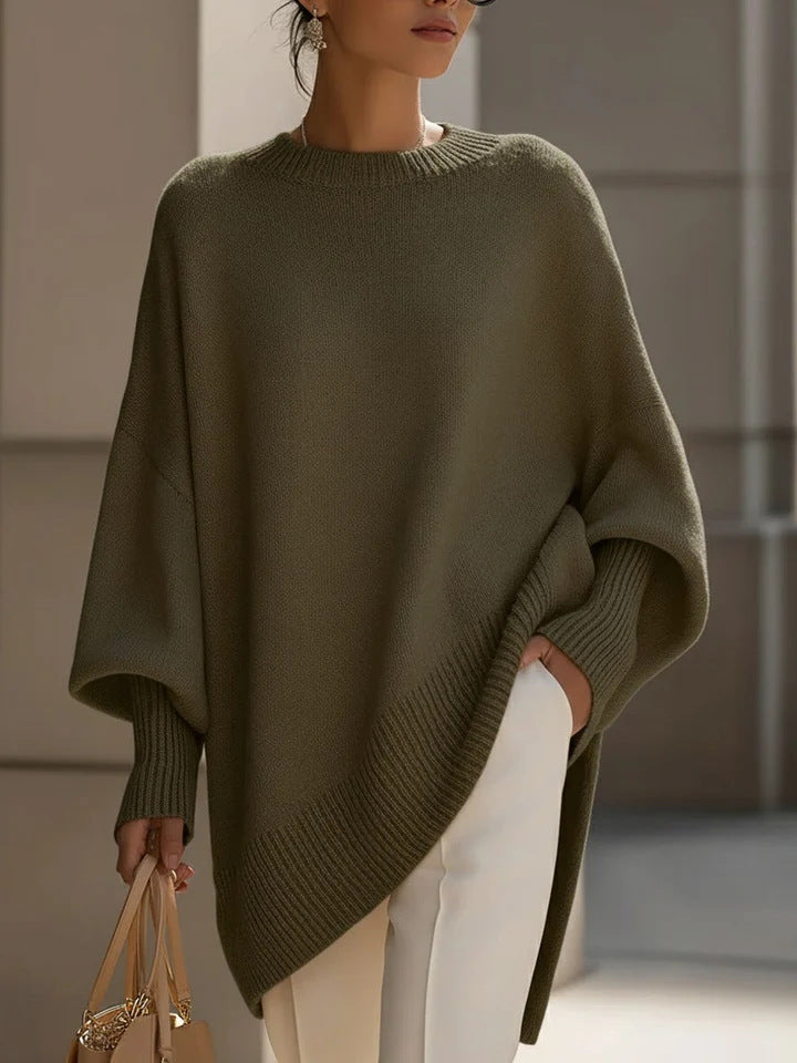 Damen Locker Crew-Neck Strickpullover