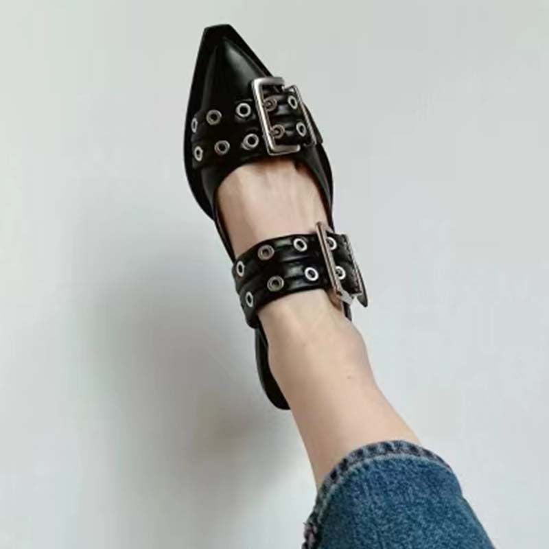 Spitze Mules mit Schnalle aus Leder – Bild 8 | LuxeStyle