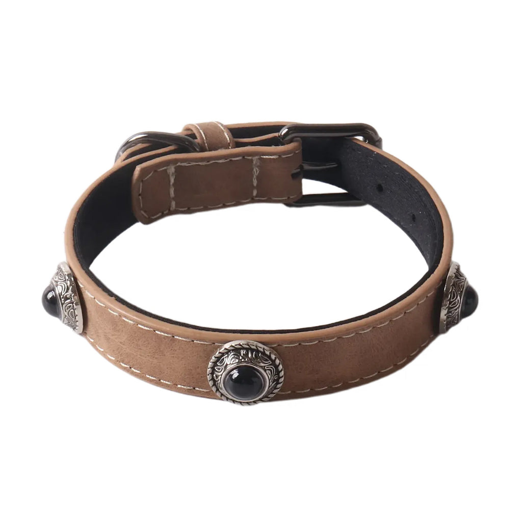 PU-Leder Hundehalsband mit Katzenaugenstein