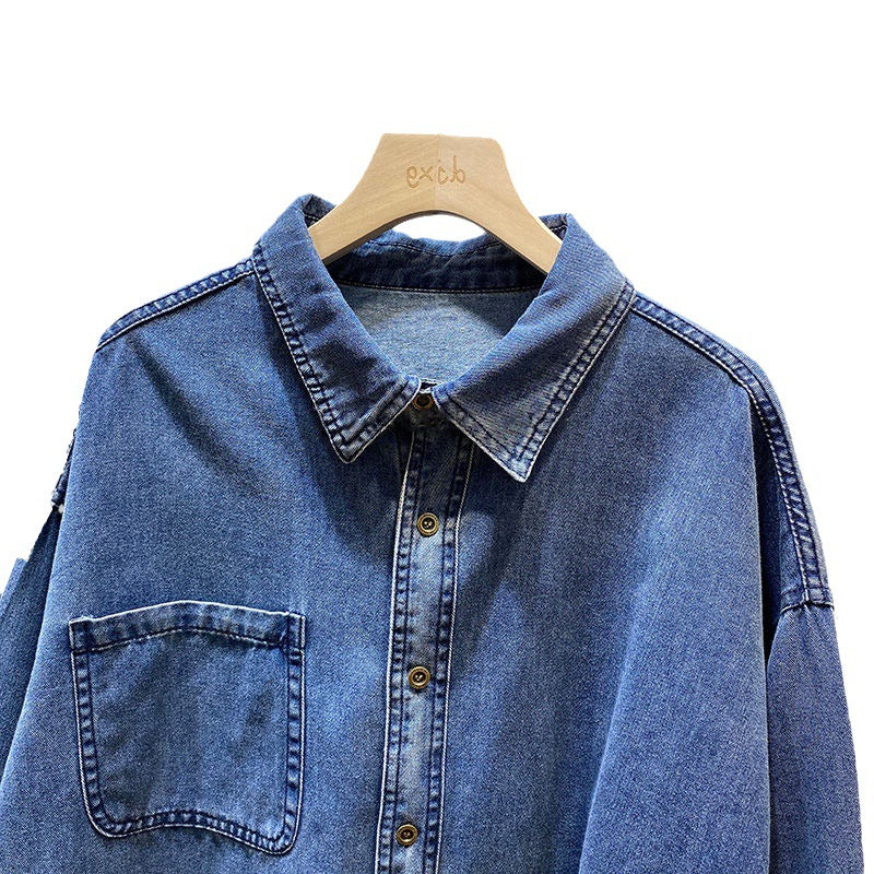 Vintage Denim-Hemd im Hong Kong Stil