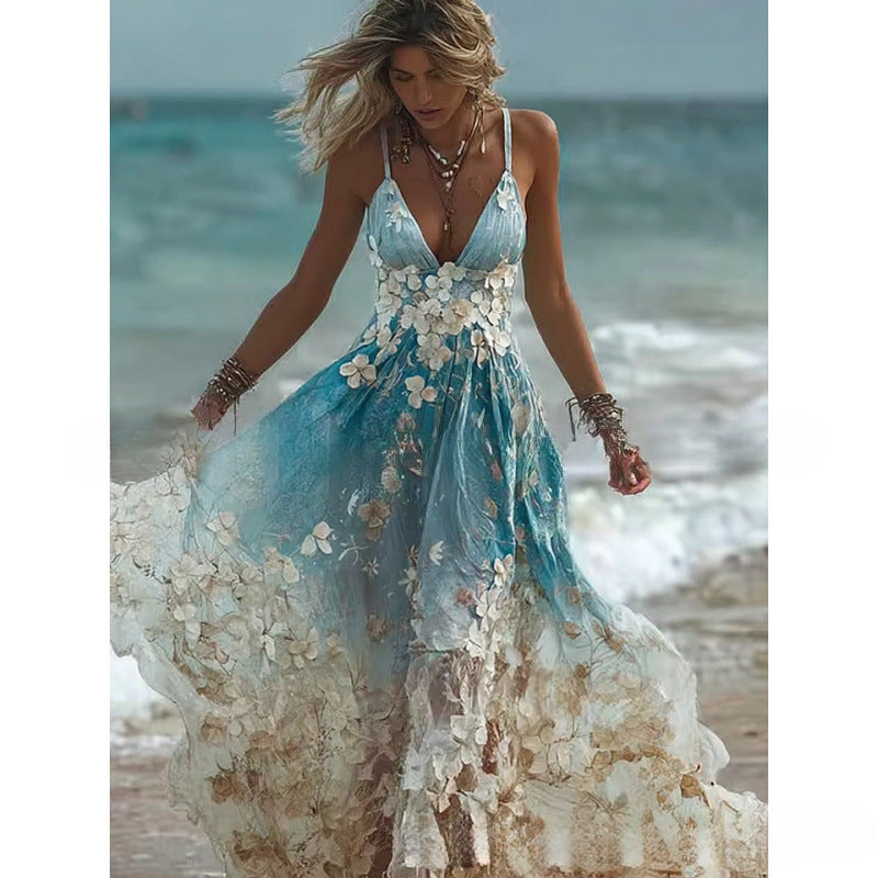 Ärmelloses Maxi-Kleid mit 3D-Muster – Bild 5 | LuxeStyle