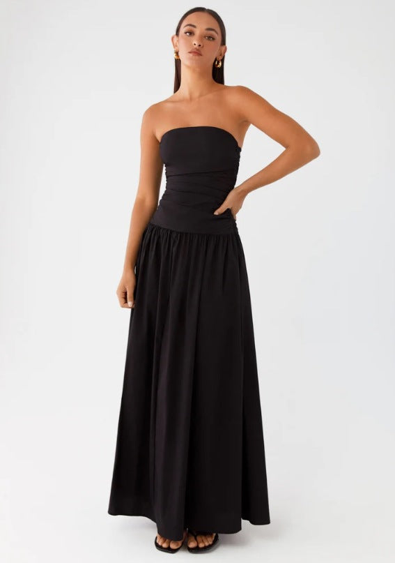 Damen trägerloses Plissee-Patchwork Abendkleid – Bild 4 | LuxeStyle