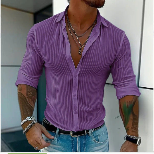 Gestreifter Cardigan mit langen Ärmeln für Herren – Bild 7 | LuxeStyle