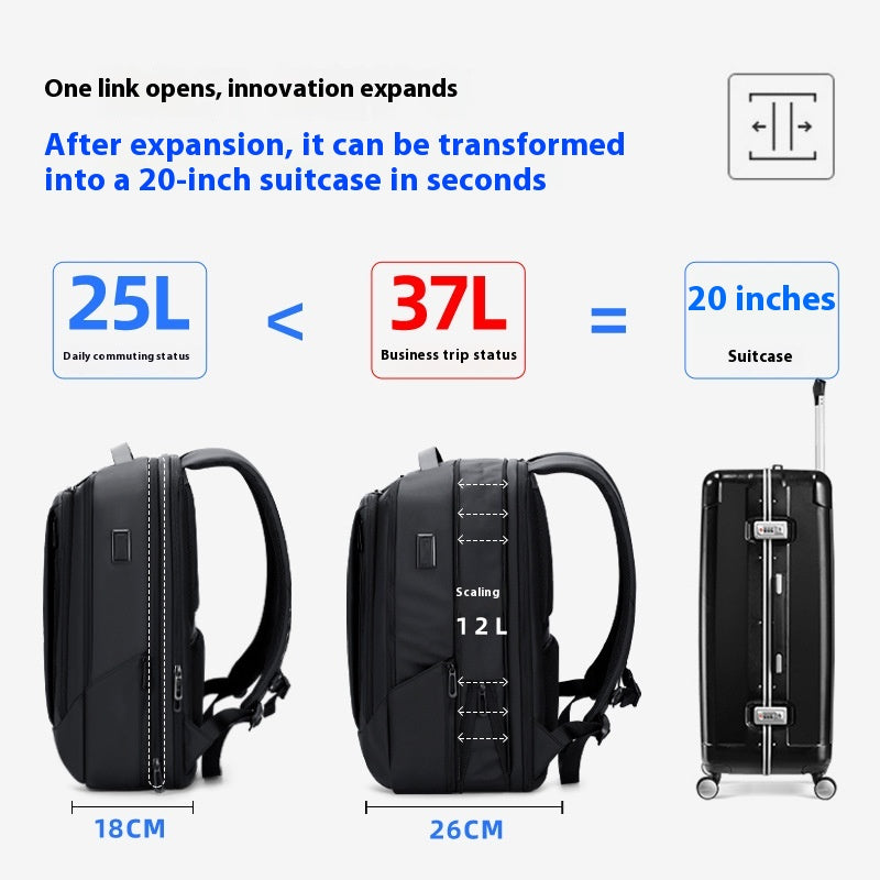 Business Laptop Rucksack mit Erweiterungsfunktion