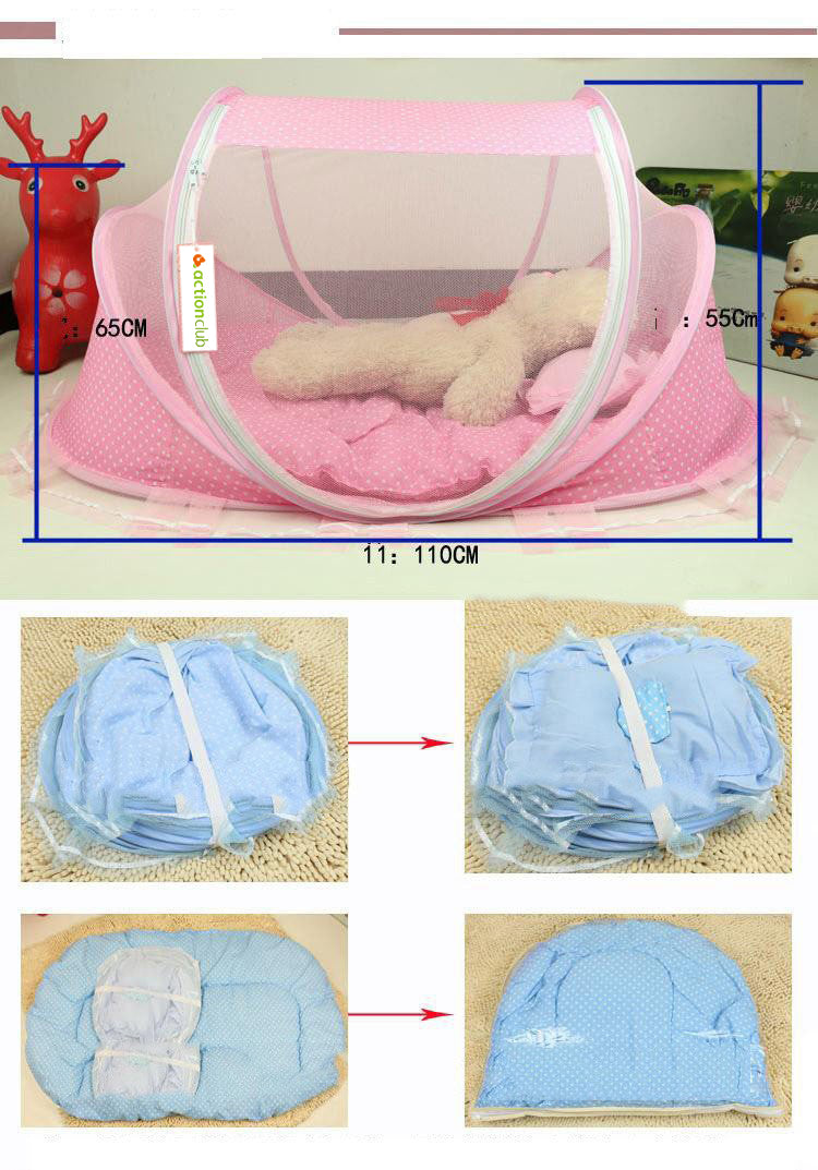 Faltbares Baby-Bett-Netz mit Kissen 2er Set