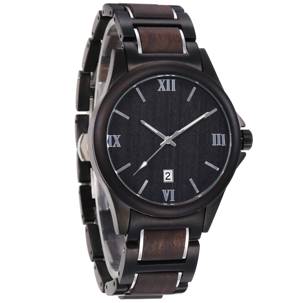 Herren Quarzuhr Sandelholz Schwarz – Bild 7 | LuxeStyle