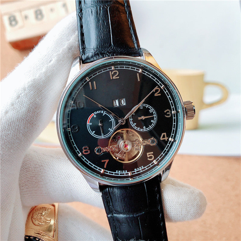 Mechanische Herrenuhr mit Lederarmband