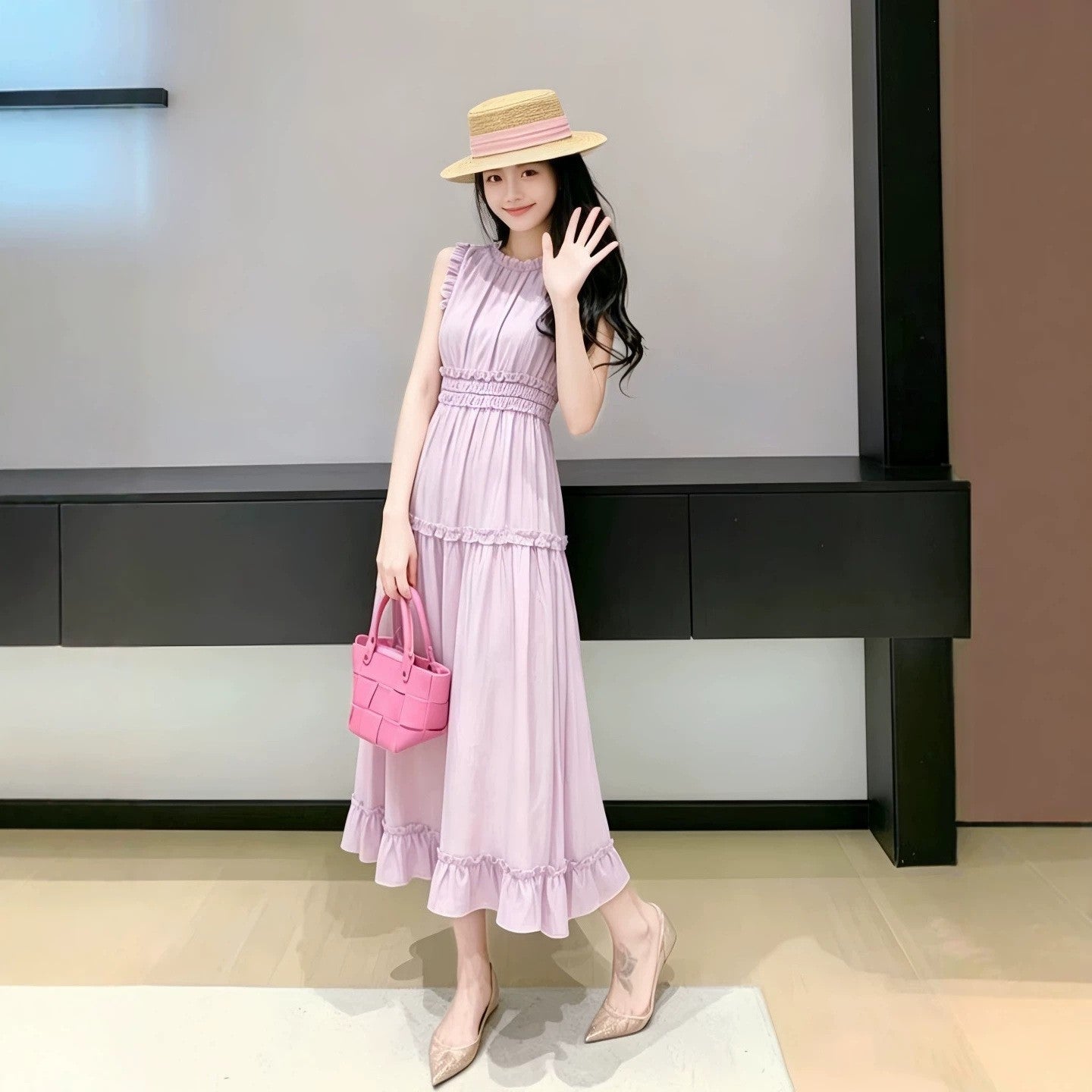 Ärmelloses Sommerkleid im französischen Stil