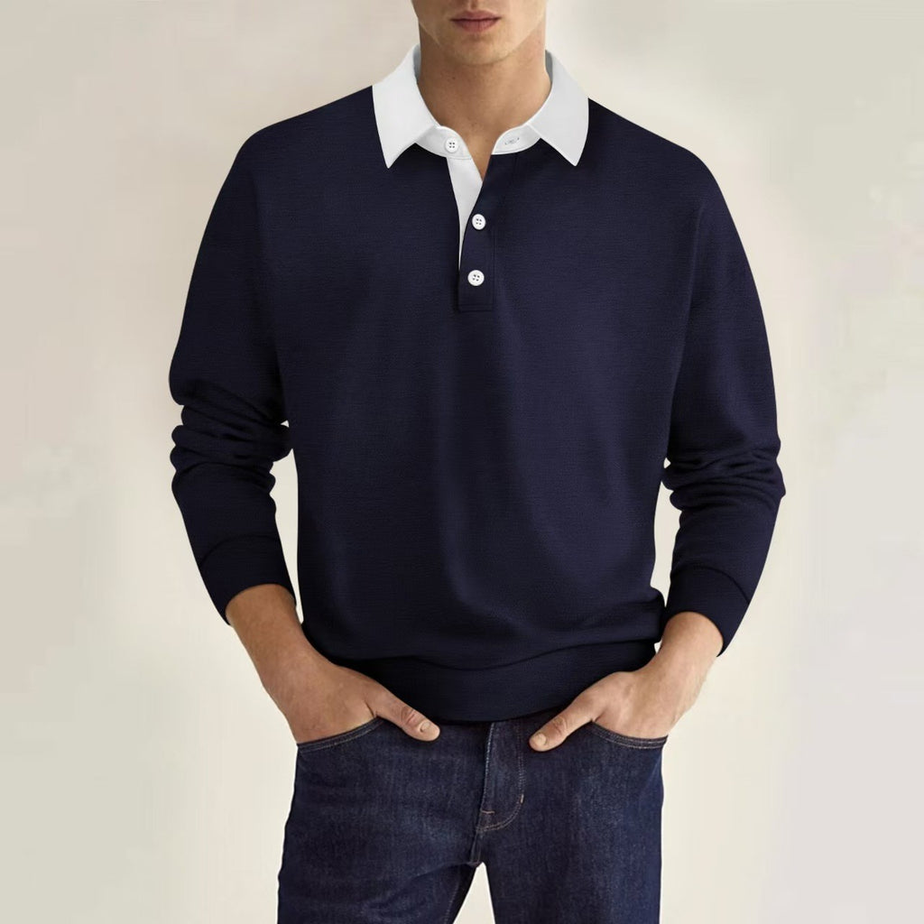 Unifarbenes Langarmshirt für Herren | LuxeStyle