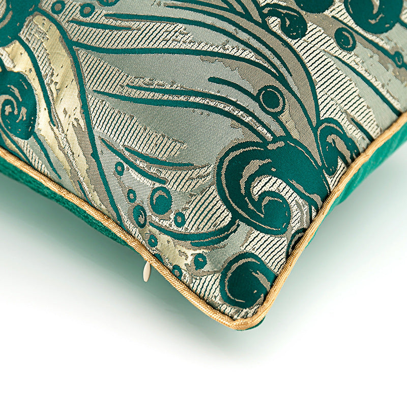Dunkelgrüner Satin-Jacquard Kissenbezug – Bild 3 | LuxeStyle