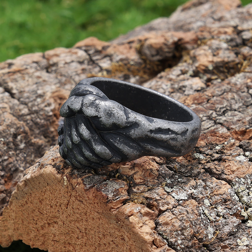 Retro-Ring aus Titanstahl mit Antik-Finish