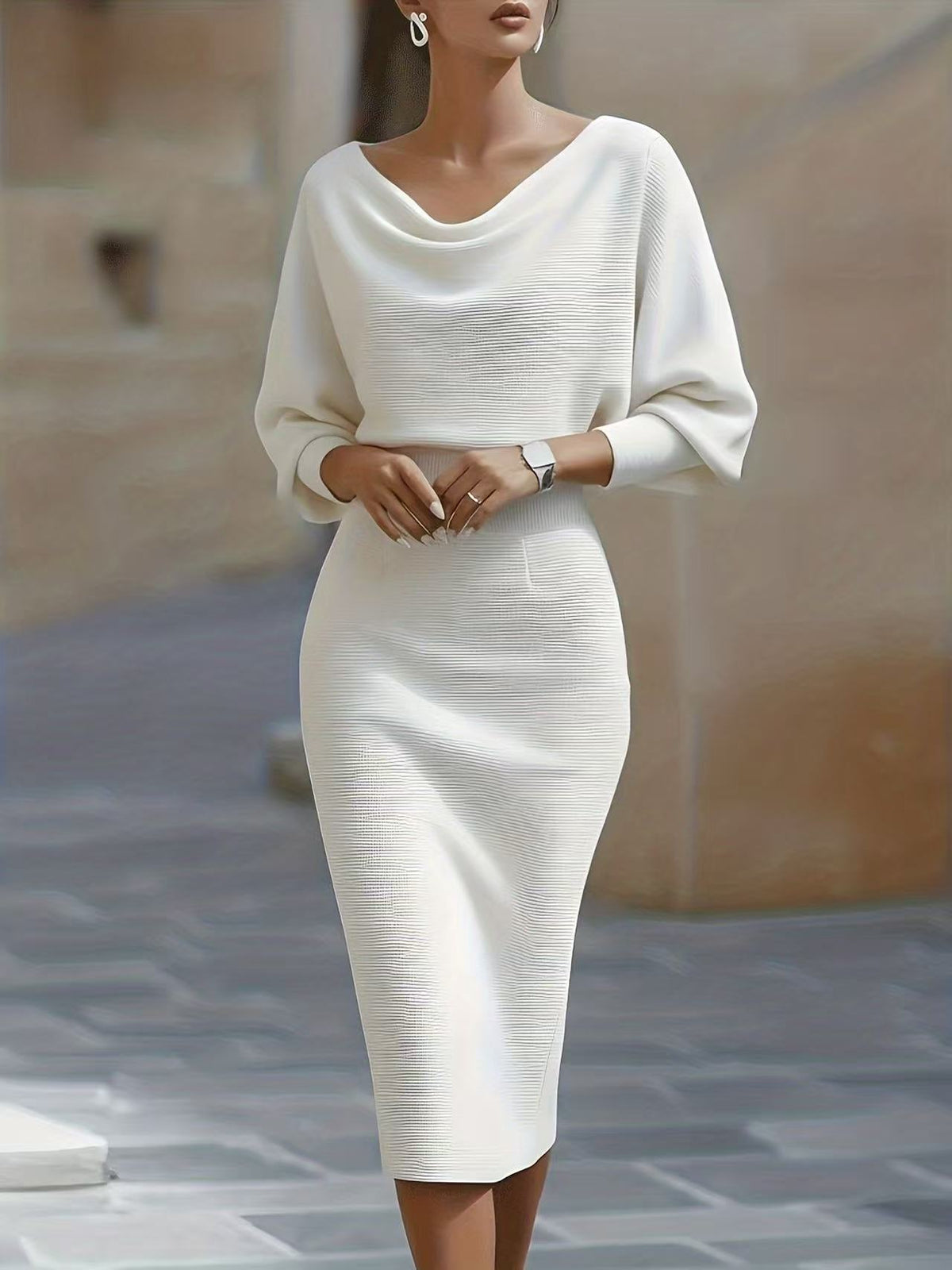 Elegantes Etuikleid mit Schlitz und Flared Sleeves | LuxeStyle