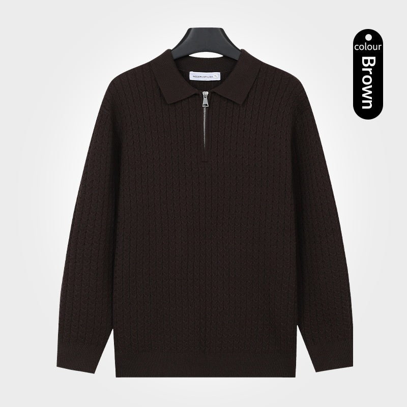 Langarmpullover mit Kragen und Halbzip – Bild 4 | LuxeStyle