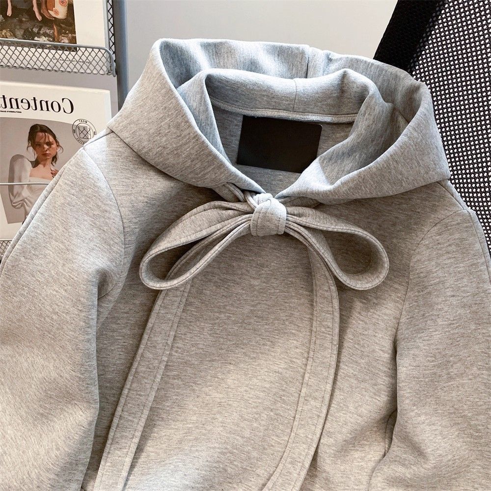 Damen-Hoodie im koreanischen Stil mit Schleifen-Bänden