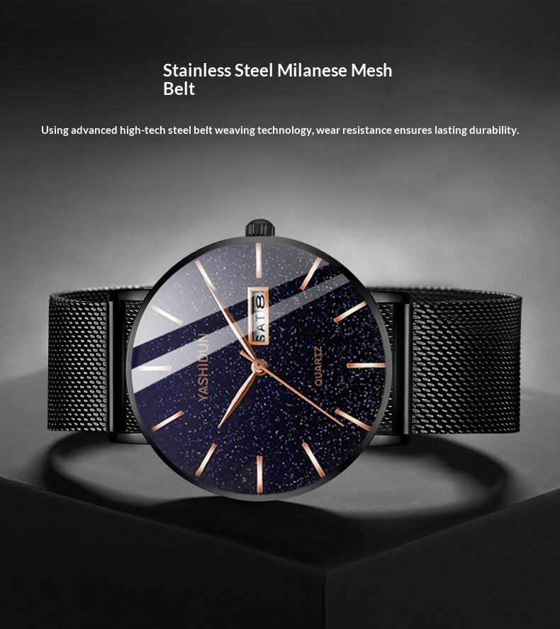 Männliche wasserdichte Dual-Datum-Uhr Starry Sky – Bild 3 | LuxeStyle