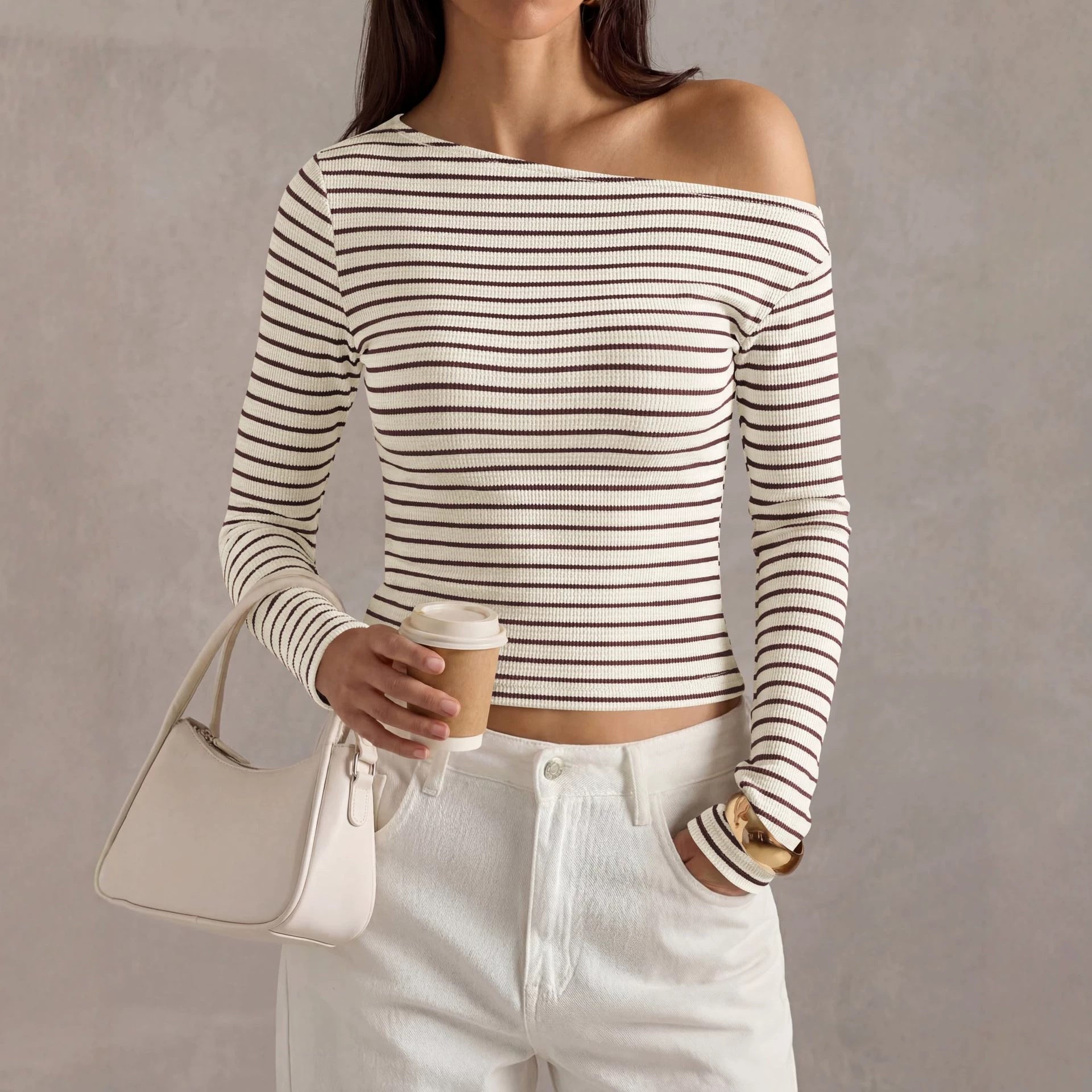 Gestreiftes Off-Shoulder Top für Damen