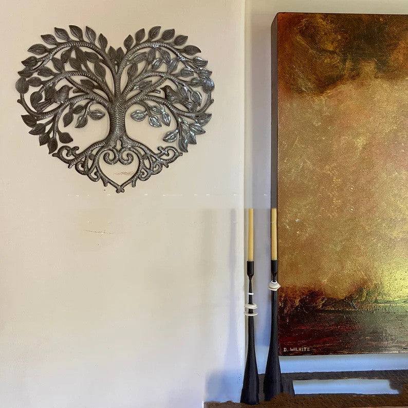 Metall-Wanddekoration Herz Baum des Lebens