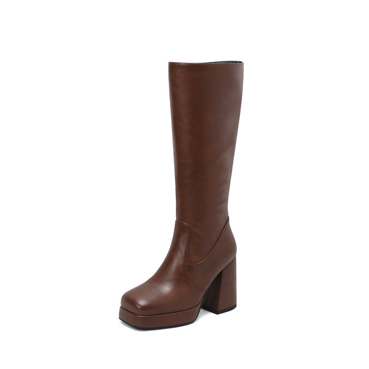 Elegante Plateau-Stiefel mit hohem Absatz