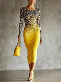Langärmliges Bodycon-Midi-Kleid mit Tiermuster – Bild 11 | LuxeStyle