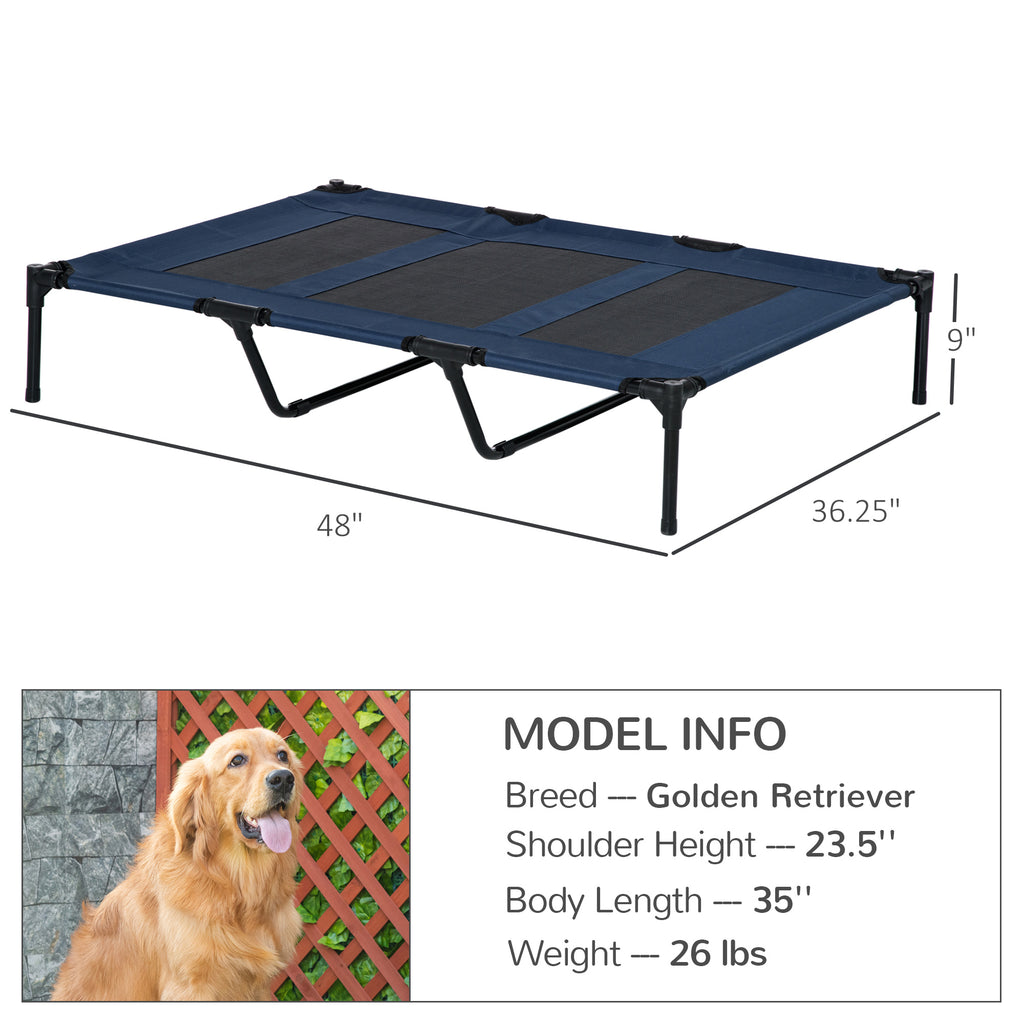 Hochgelegenes atmungsaktives Hunde-Bett 48 x 36 Zoll Dunkelblau mit Re
