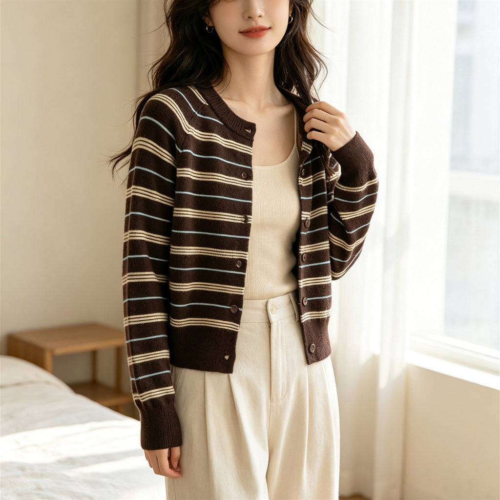 Eleganter Strickpullover mit Farbstreifen