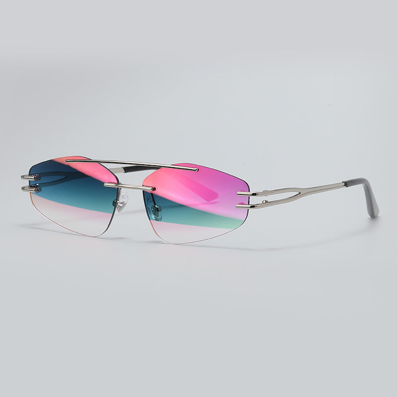 YSM8003 Rahmenlose Sonnenbrille mit polygonalem Schliff