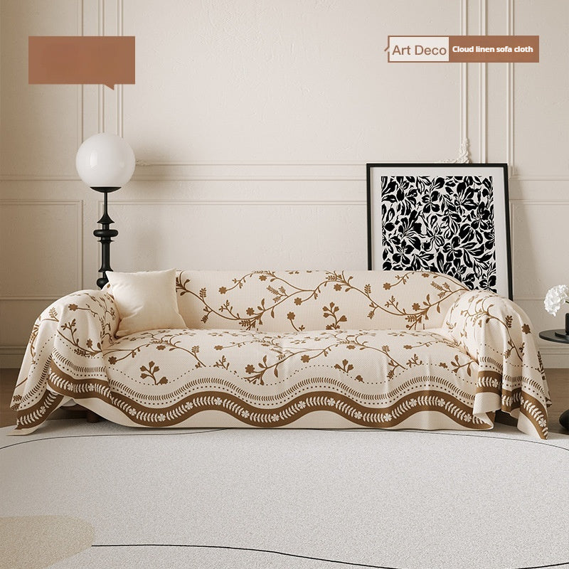 Französischer Retro Sofaüberwurf mit Pflanzenmuster | LuxeStyle
