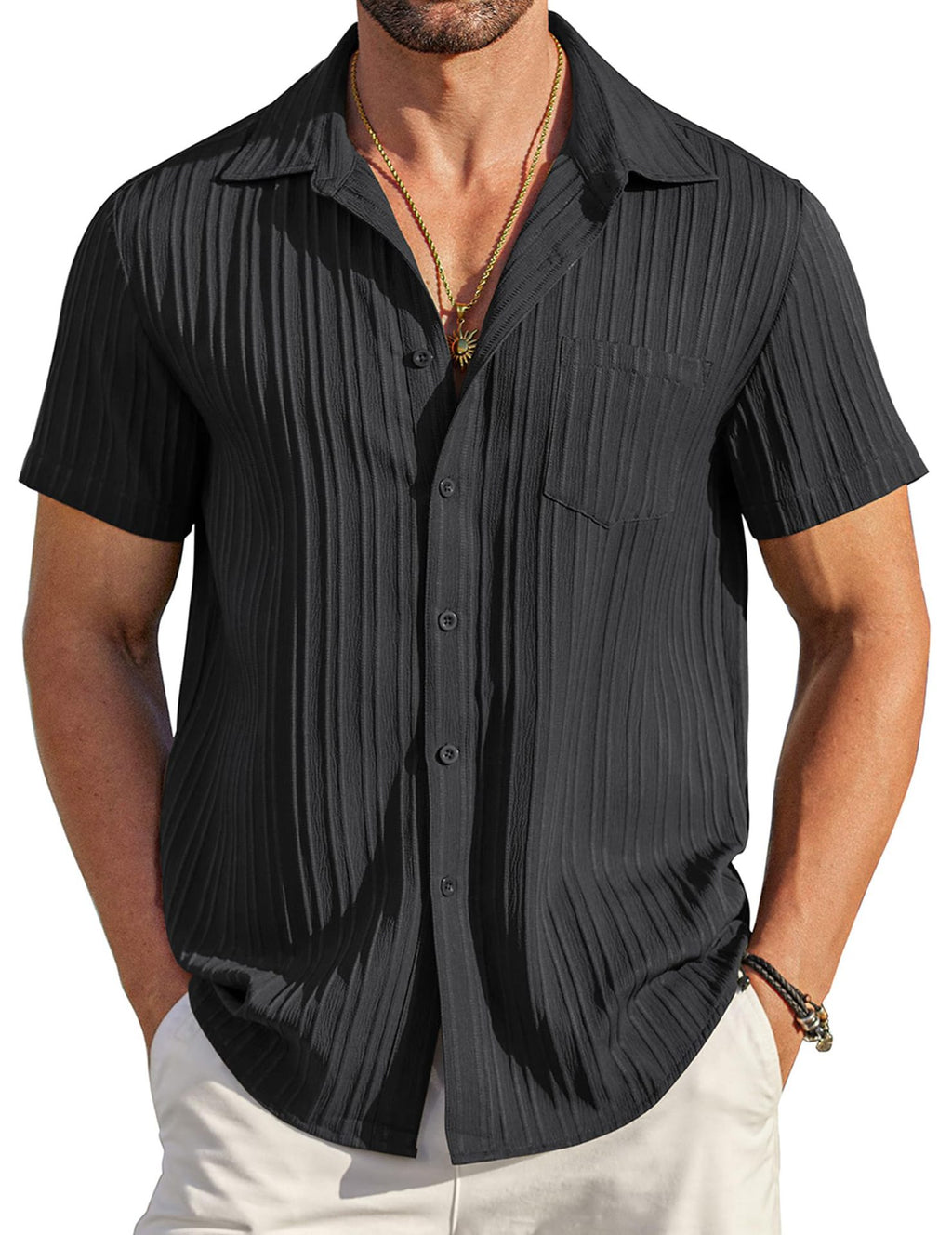 Poloshirt mit Kragen, Kurzarm, einfarbig – Bild 4 | LuxeStyle