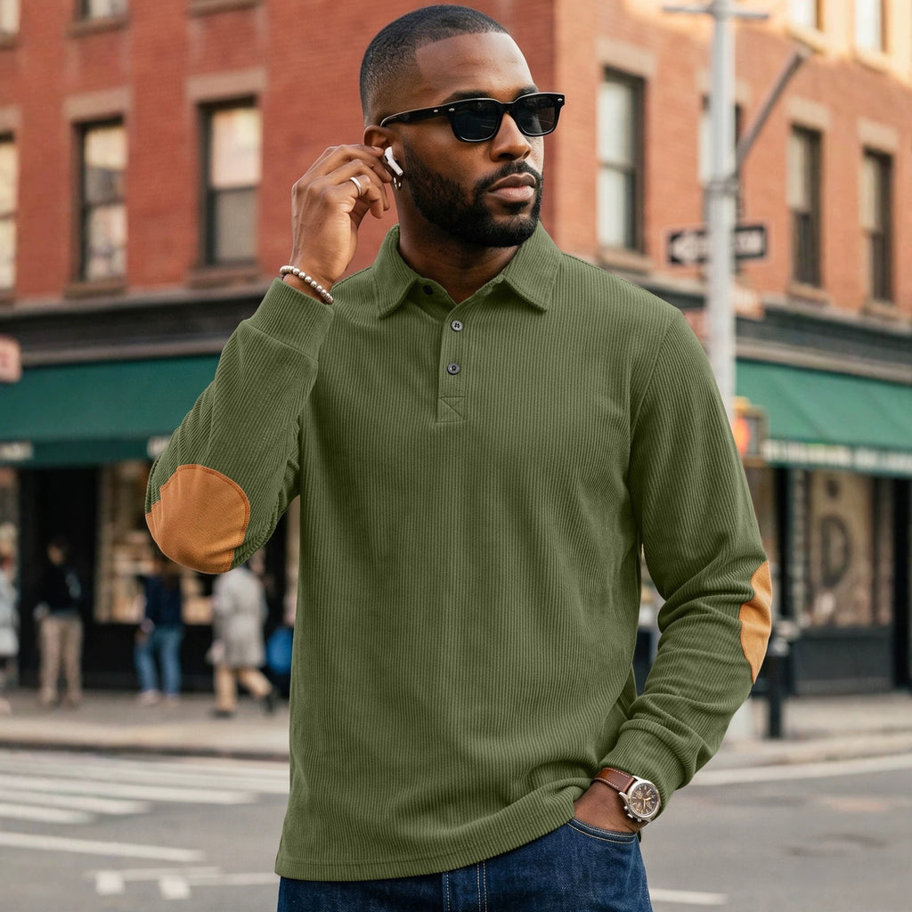 Herren Corduroy Sweatshirt mit Knopfleiste